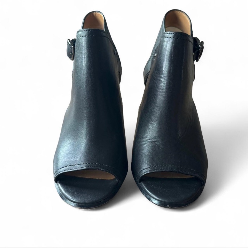 Coach Black Leather Peep-Toe Mules